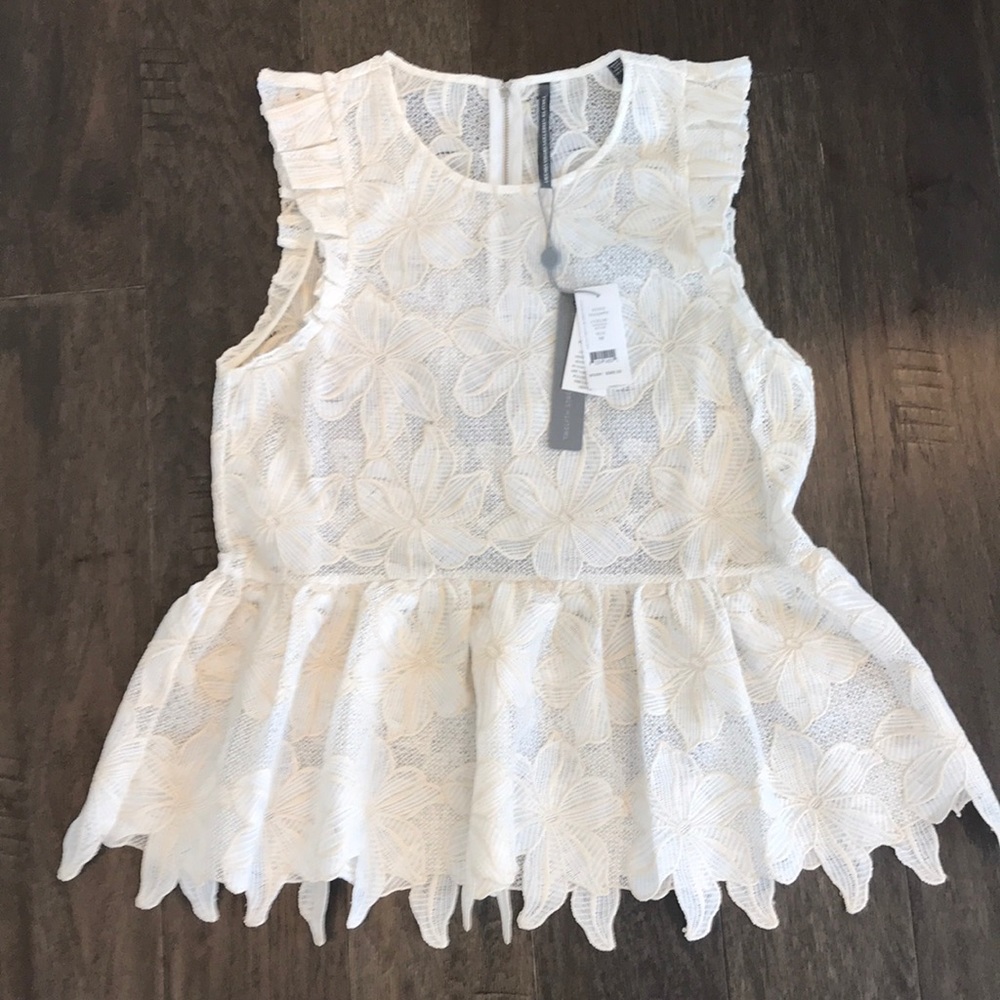 Anthropologie white and cream lace top